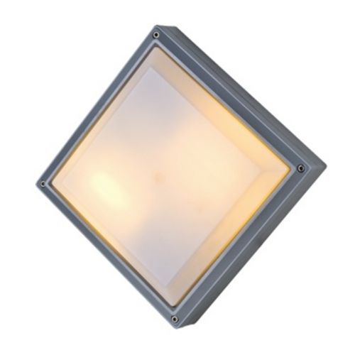  ΠΛΑΦΟΝΙΕΡΑ ΤΕΤΡΑΓΩΝΗ ΓΚΡΙ ΟΠΑΛ PC E27 2X18W IP54