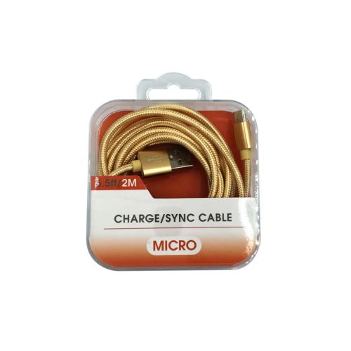 Charging Braided Cable 2m micro USB gold