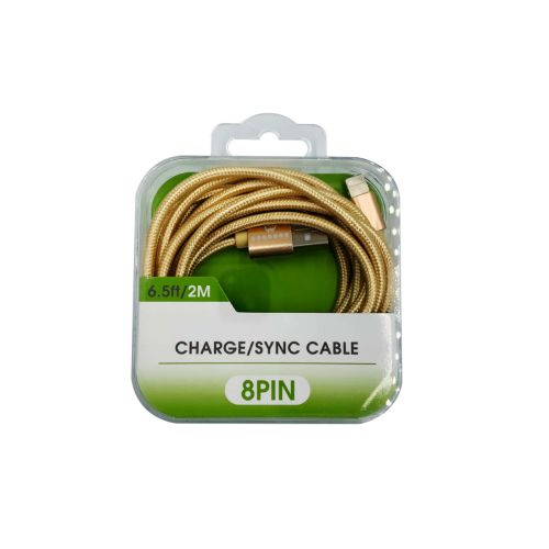 Charging Braided Cable 2m I-Phone Gold