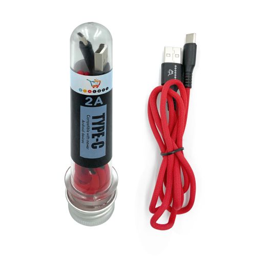 CHARGING CLOTH CABLE 1m TYPE C RED